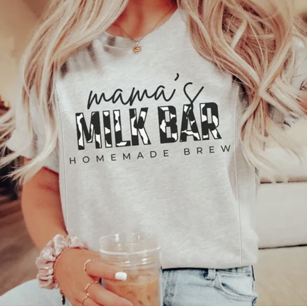 Gray Tee with 'Mama's Milk Bar Homemade Brew'   Breastfeeding Tee Size 3XL